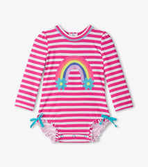 Baby & Toddler Baby Girls Candy Stripes Rashguard Swimsuit | Hatley Swimwear