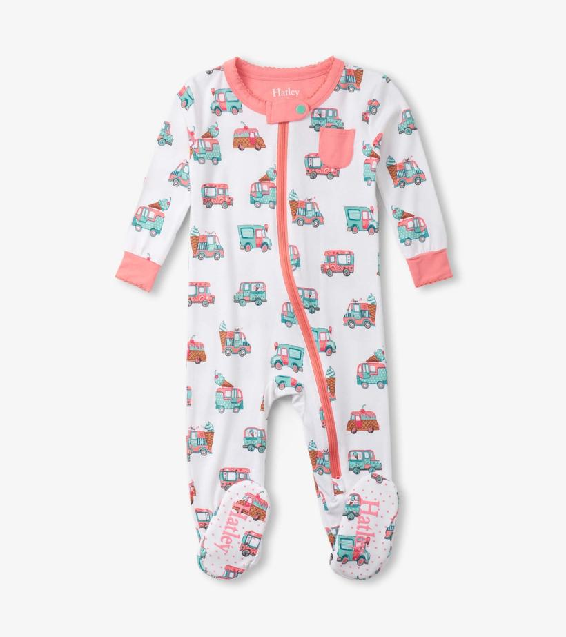 Baby & Toddler Baby Girls Ice Cream Trucks Footed Sleeper | Hatley Sleepwear