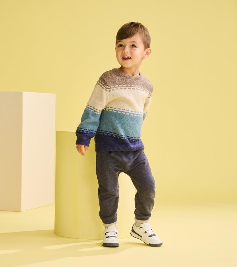 Baby & Toddler Baby & Toddler Boys Blue Combo Crew Neck Knit Sweater | Hatley Sweaters