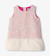 Baby & Toddler Baby & Toddler Girls Aurora Pink Tweed Faux Fur Trim Dress | Hatley Dresses