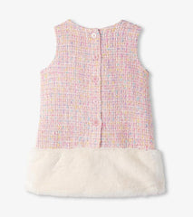 Baby & Toddler Baby & Toddler Girls Aurora Pink Tweed Faux Fur Trim Dress | Hatley Dresses