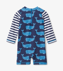 Baby & Toddler Block Whales Baby One-Piece Rashguard | Hatley Swimwear