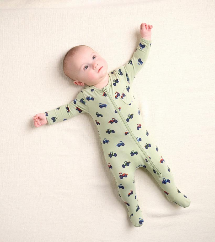 Baby & Toddler Little Tractors Newborn Zip-Up Footed Sleeper | Hatley Sleepwear