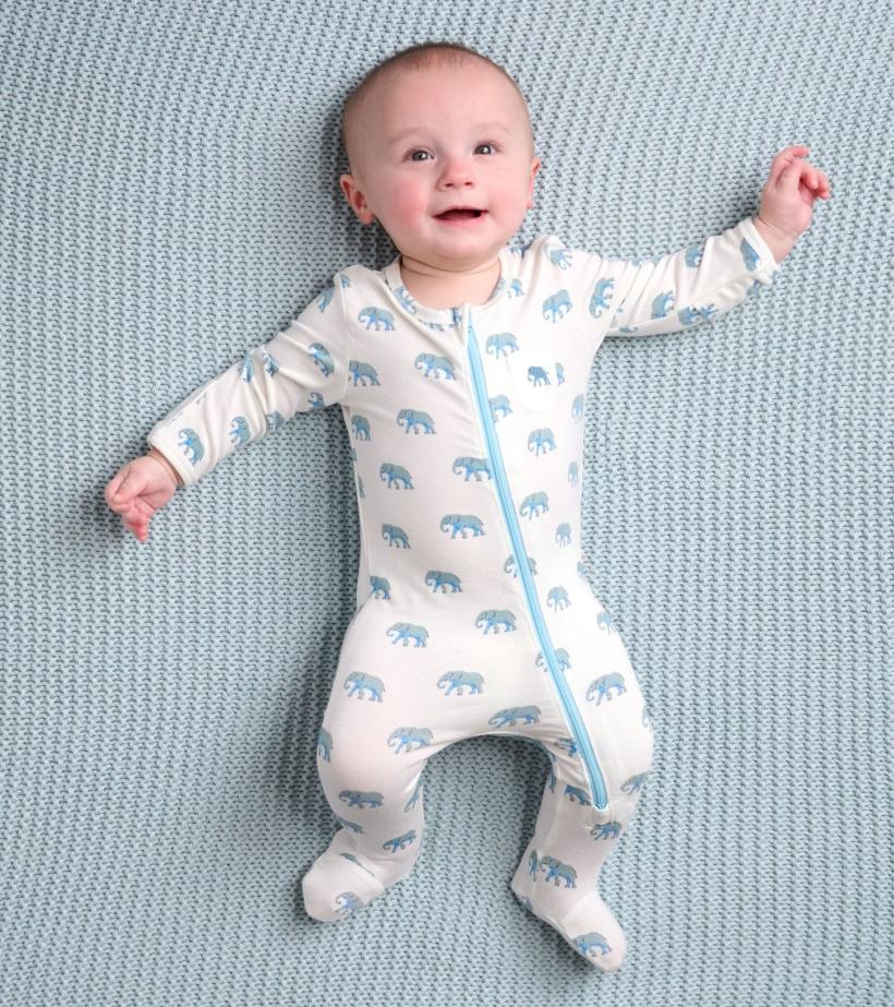 Baby & Toddler Painted Elephants Baby Footed Sleeper | Hatley Sleepwear