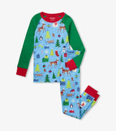 Boys Blue Christmas Raglan Organic Cotton Pajama Set | Hatley Sleepwear