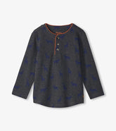 Boys Boys Blue Elks Long Sleeve Henley T-Shirt | Hatley Tops