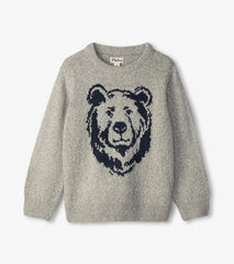 Boys Boys Charcoal Bear Crew Neck Sweater | Hatley Sweaters