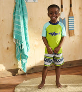 Boys Boys Lime Green Shark Short Sleeve Rashguard | Hatley Swimwear