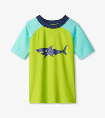 Boys Boys Lime Green Shark Short Sleeve Rashguard | Hatley Swimwear