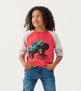 Boys Boys Monster Trucks Long Sleeve Raglan T-Shirt | Hatley Tops