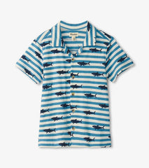 Boys Boys Shark Stripes Jersey Button Down | Hatley Tops