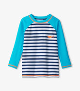 Boys Boys Shark Stripes Long Sleeve Rashguard | Hatley Swimwear