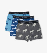 Boys Boys Silhouette Animals 3 Pack Boxer Briefs | Hatley Underwear