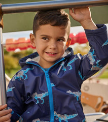 Boys Boys T-Rex Attack Sherpa Lined Zip-Up Rain Jacket | Hatley Rainwear