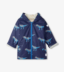 Boys Boys T-Rex Attack Sherpa Lined Zip-Up Rain Jacket | Hatley Rainwear