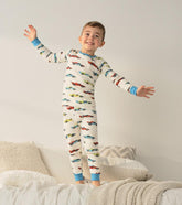 Boys Boys Water Colour Racecars Organic Cotton Pajama Set | Hatley Sleepwear