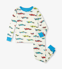 Boys Boys Water Colour Racecars Organic Cotton Pajama Set | Hatley Sleepwear