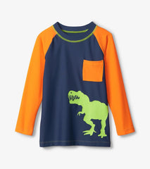Boys Colourblock Dino Long Sleeve Pocket Rashguard | Hatley Swimwear