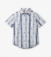 Boys Nautical Whales Short Sleeve Button Down Shirt | Hatley Tops