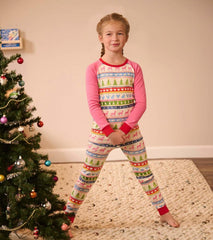 Girls Cream Painted Fair Isle Raglan Organic Cotton Pajama Set | Hatley Sleepwear