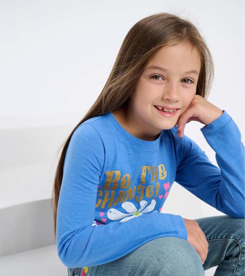 Girls Girls Be The Change Long Sleeve T-Shirt | Hatley Tops