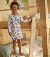 Girls Girls Big Butterflies Long Sleeve Nightgown | Hatley Sleepwear