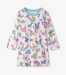 Girls Girls Big Butterflies Long Sleeve Nightgown | Hatley Sleepwear