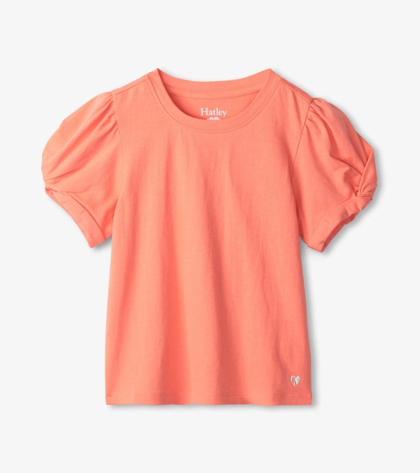 Girls Girls Coral Twisted Sleeve Tee | Hatley Tops