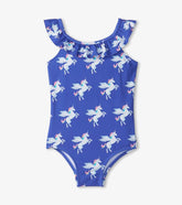 Girls Girls Dazzling Unicorn Ruffle Sleeve Swimsuit | Hatley Swimwear