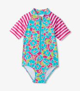 Girls Girls Floating Poppies One-Piece Rashguard | Hatley Swimwear