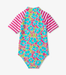 Girls Girls Floating Poppies One-Piece Rashguard | Hatley Swimwear