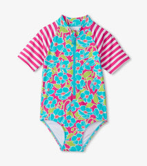 Girls Girls Floating Poppies One-Piece Rashguard | Hatley Swimwear