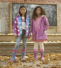 Girls Girls Fun Hearts Zip-Up Lightweight Rain Jacket | Hatley Rainwear