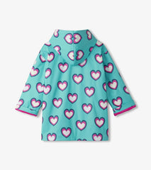 Girls Girls Hearts Colour Changing Zip-Up Rain Jacket | Hatley Rainwear