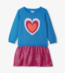 Girls Girls Hearts Dropped Waist Sweater Dress | Hatley Dresses