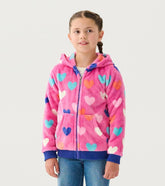 Girls Girls Hearts Fleece Zip-Up Hoodie | Hatley Sweaters