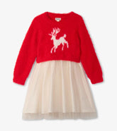 Girls Girls Holiday Deer Mix Media Dress | Hatley Dresses
