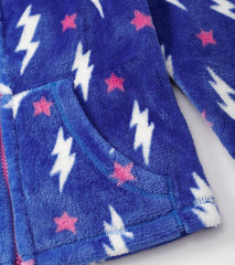 Girls Girls Lightning Bolts Fuzzy Fleece Zip-Up Jacket | Hatley Sweaters