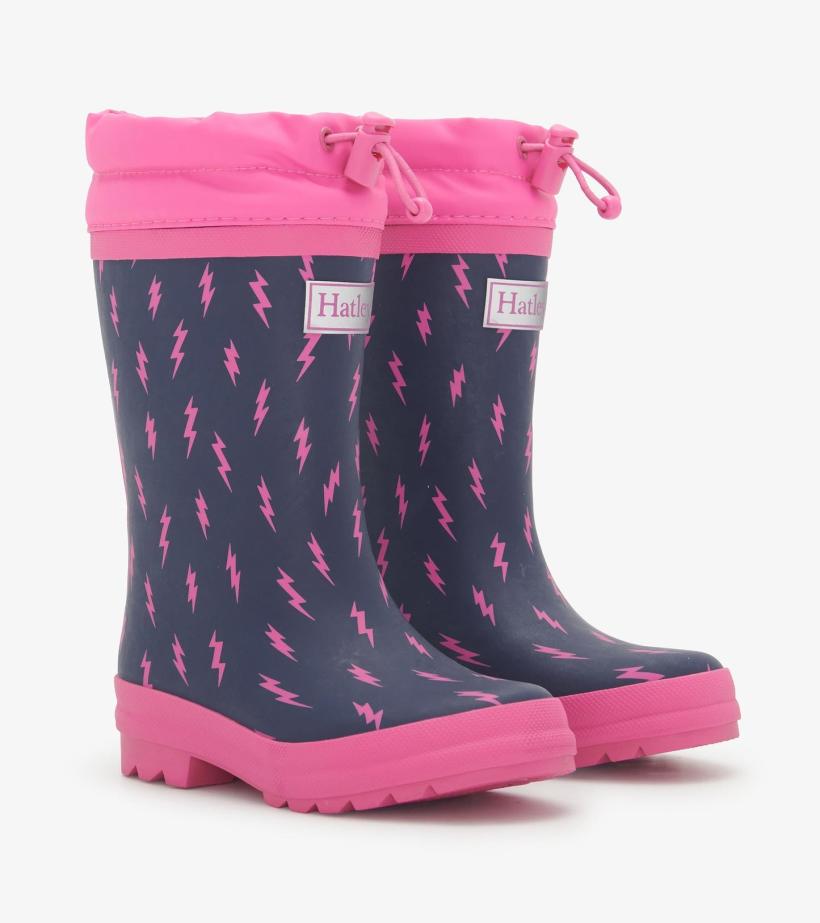 Girls Girls Mini Lightning Bolts Sherpa Lined Rain Boots | Hatley Rainwear