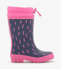 Girls Girls Mini Lightning Bolts Sherpa Lined Rain Boots | Hatley Rainwear