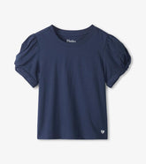 Girls Girls Navy Twisted Sleeve Tee | Hatley Tops