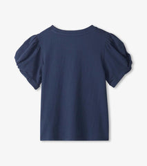 Girls Girls Navy Twisted Sleeve Tee | Hatley Tops