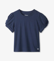 Girls Girls Navy Twisted Sleeve Tee | Hatley Tops