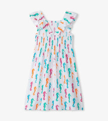 Girls Girls Painted Seahorses Smocked Dress | Hatley Dresses