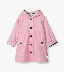 Girls Girls Pink & Navy Button-Up Rain Jacket | Hatley Rainwear