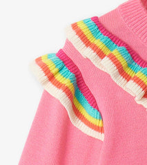 Girls Girls Pink Rainbow Ruffle Sweater | Hatley Sweaters