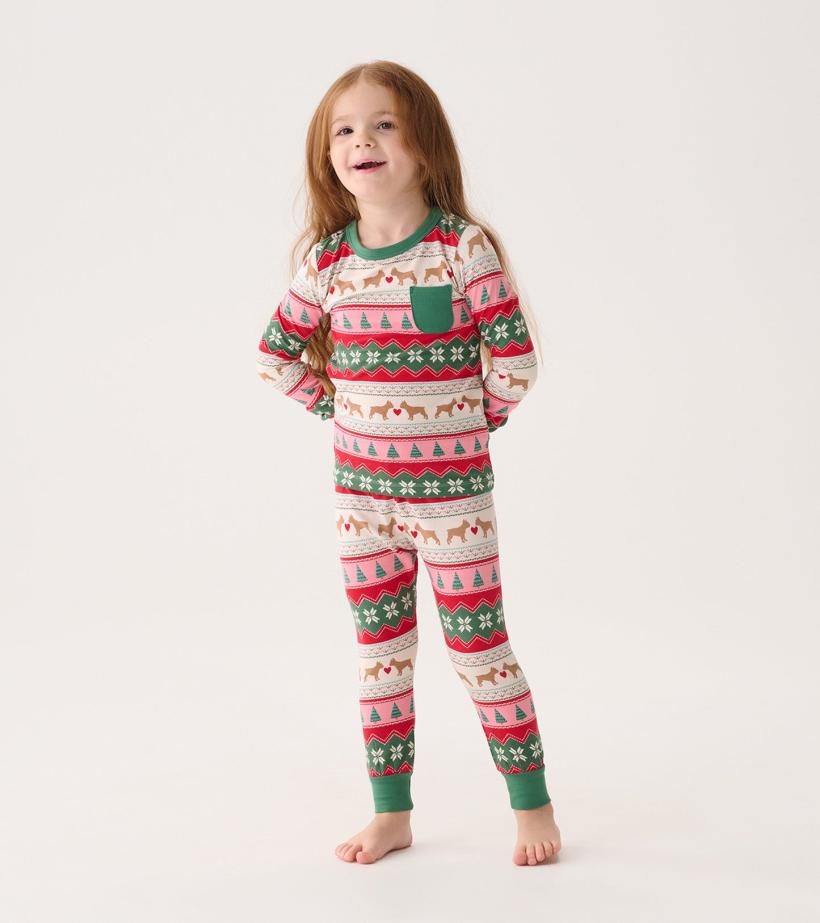 Girls Girls Puppy Hearts Fair Isle Bamboo Pajama Set | Hatley Sleepwear