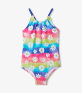 Girls Girls Rainbow Flower Gathered Swimsuit | Hatley Swimwear