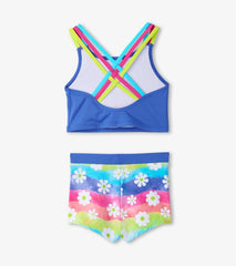 Girls Girls Rainbow Flower Two-Piece Crop Top Bikini Set | Hatley Swimwear