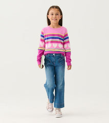 Girls Girls Rainbow Heart Sweater | Hatley Sweaters
